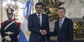 Mauricio Macri recibió al emir de Qatar en la Casa Rosada\u002E Foto: AFP\u002E