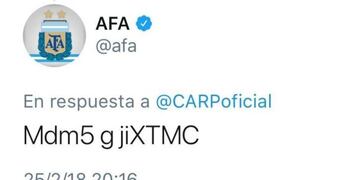 Hackearon la cuenta de Twitter de la AFA mientras jugaba Boca\u002E