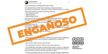 Es engañoso el posteo que tiene una lista recomendaciones para prevenir y tratar el nuevo coronavirus