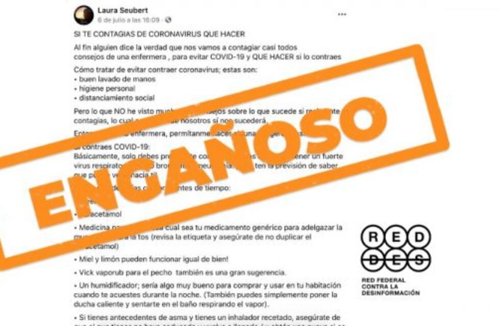 Es engañoso el posteo que tiene una lista recomendaciones para prevenir y tratar el nuevo coronavirus