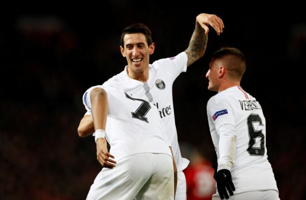 El PSG de Di María venció 2-0 al Manchester United por los octavos de final de la Champions League