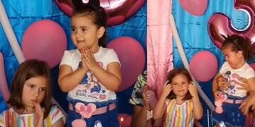 Video viral de las niñas del cumpleaños\u002E (Captura)