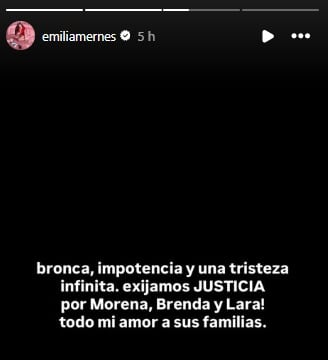 Emilia Mernes a través de las historias de Instagram.