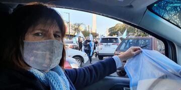 Patricia Bullrich en la movilización en el Obelisco (Foto: Twitter)