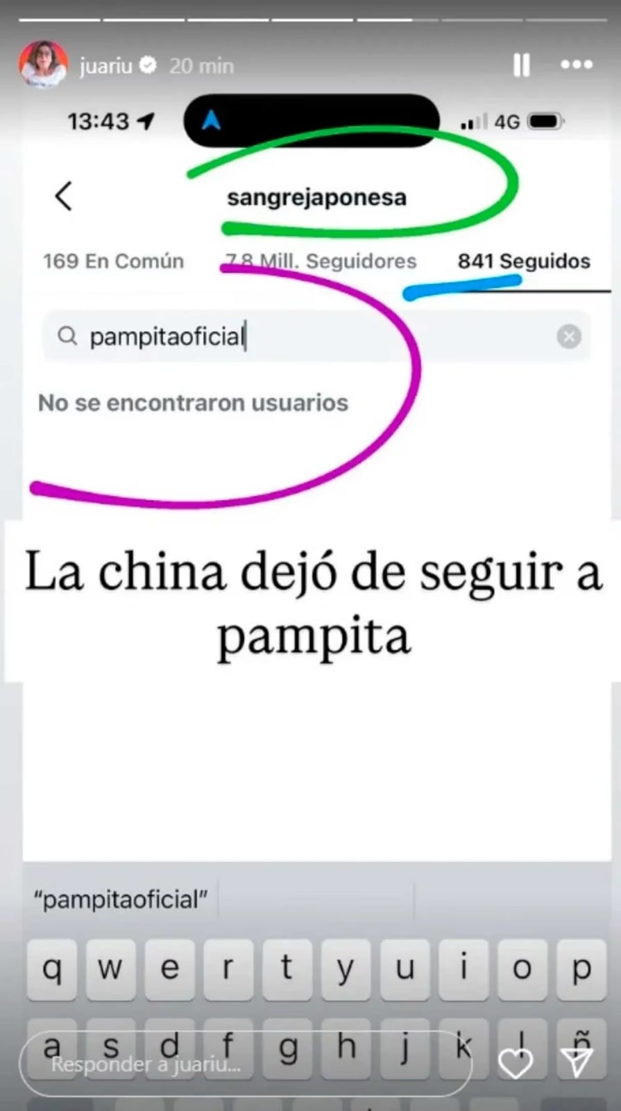 La China Suárez dejó de seguir a Pampita en Instagram.