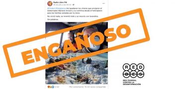 Es engañosa la imagen del operativo de asistencia en Cushamen donde se ven bolsones de alimentos en la nieve