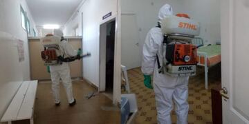 Desinfección de hospitales en Jujuy