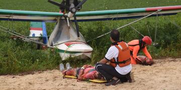 Simulacro de rescate en la isla por la caída de una avioneta (Municipalidad de Rosario)
