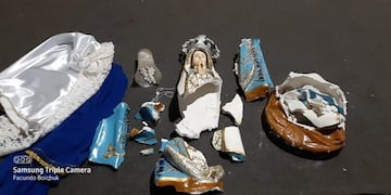 Imagen de la Virgen de Itatí rota por vándalos en Posadas\u002E