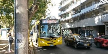 Colectivo interurbano de la empresa Rosario Bus en la Plaza Sarmiento\u002E (Infofunes)