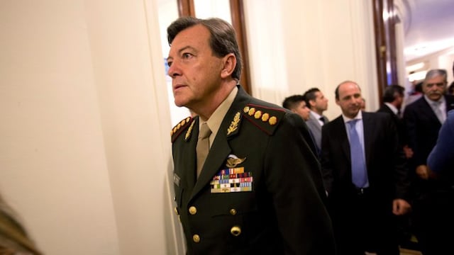 FILE - In this March 1, 2015 file photo, Gen\u002E Cesar Milani arrives to Congress for the inauguration ceremony of the 2015 legislative year in Buenos Aires, Argentina\u002E “On Friday August 9, 2019, a court in the Argentine province of La Rioja found Milani not guilty of the crimes of kidnapping and torture during the 1976-1983 for which he was sent to trial”\u002E (AP Photo/Rodrigo Abd, File)