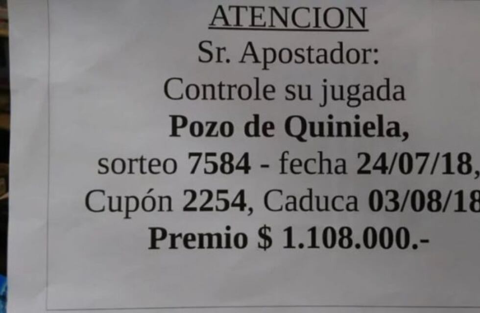 Un apostador ganó un millón de pesos, pero no aparece