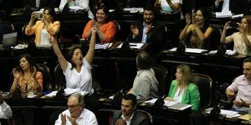Diputados oficialistas celebran la media sanción a la ley de Emergencia Económica\u002E (Clarín)