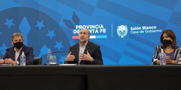 Anuncios de Omar Perotti junto a Emilio Jatón (Gobierno de Santa Fe)