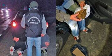 Los sujetos oriundos de San Luis intentaron cruzar la droga desde Córdoba hacia su provincia\u002E (Prensa Policía)