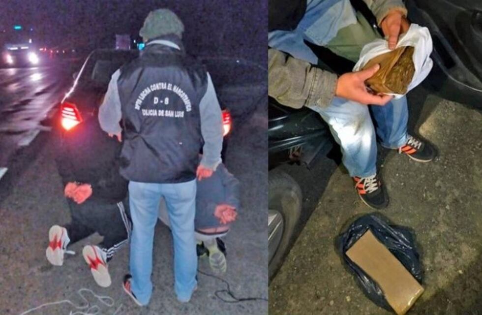Cruzaban de Córdoba a San Luis con dos kilos de droga: fueron detenidos