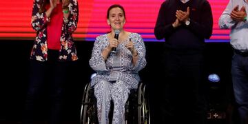 La vicepresidenta argentina, Gabriela Michetti habló en el Búnker del partido Cambiemos, en Buenos Aires\u002E (EFE)