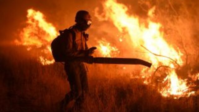 A fireman fights a wildfire near La Adela in La Pampa Province on January 5, 2017. nFirefighters in Argentina said on January 5 they were bringing under control three wildfires that have devastated nearly a million hectares (2.5 million acres) of the coun