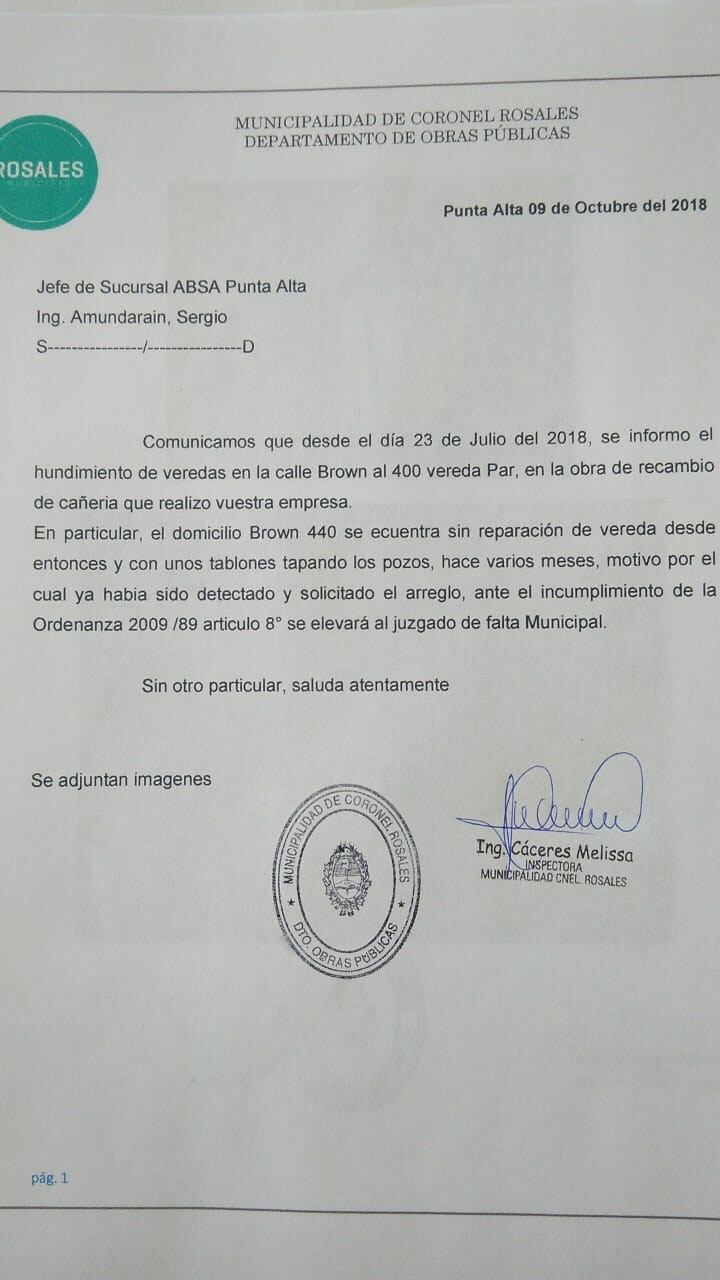 Algunas de las notas elevadas a ABSA