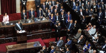 Javier Milei y Victoria Villarruel en la apertura de sesiones ordinarias en el Congreso. (Federico López Claro / La Voz)