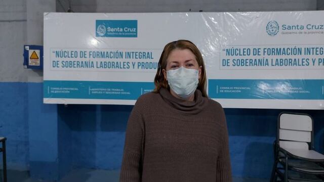 Andrea Pandolfi, coordinadora del Núcleo de Formación Integral de Soberanía Laboral y Productiva Caleta Olivia.