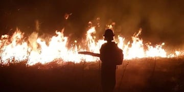 Incendio en un campo de avenida Chile