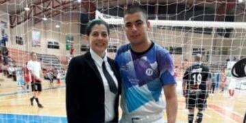 Luz Samudio y Sandro Antiveros una como jueza y el otro como jugador\u002E Dos misioneros en el Mundial- (Futsal)