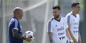 Sampaoli y los jugadores de la Selección