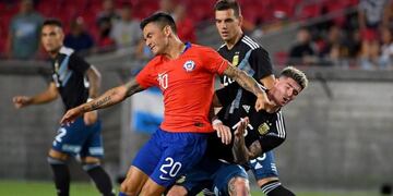 Lo Celso en el partido de la Selección Argentina ante Chile\u002E (AFP)
