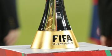 trofeo copa del torneo\r\n\r\nThe FIFA World Cup trophy is pictured before the final match for Club World Cup soccer tournament opposing Real Madrid to San Lorenzo, in Marrakech, Morocco, Saturday, Dec\u002E 20, 2014\u002E (AP Photo/Abdeljalil Bounhar) MARRAKECH MARRUECOS campeonato torneo copa mundial de clubes 2014 futbol futbolistas partido final real madrid san lorenzo