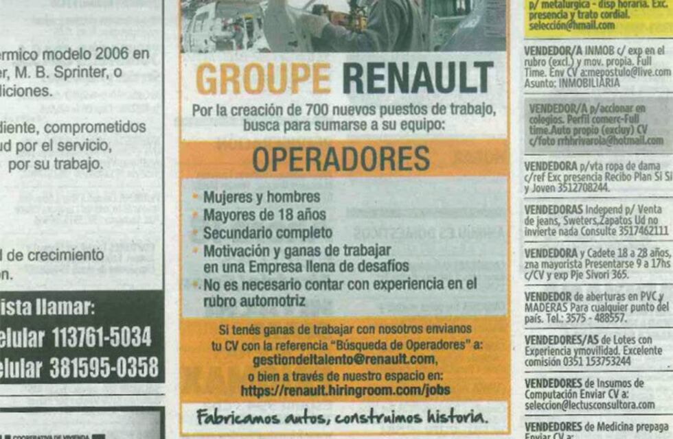 Enterate cómo presentar currículums en Renault: tomarán 700 operarios
