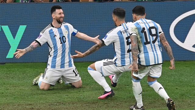 Lionel Messi después de marcar el tercer tanto del partido.