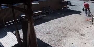 Ladrón llevándose bici de maderera