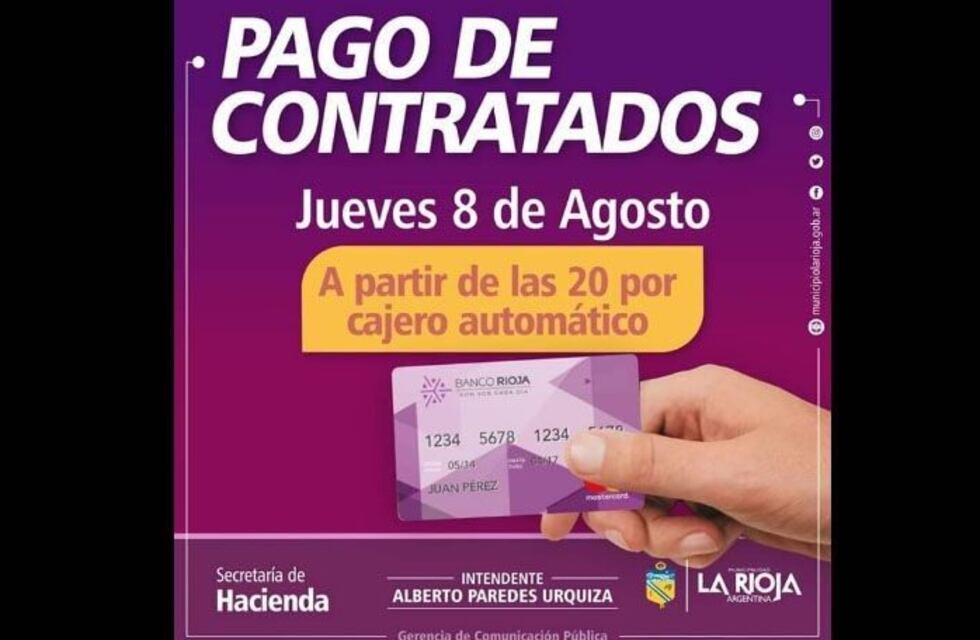 Este jueves se habilita el pago a contratados del municipio capital