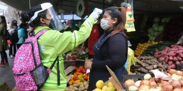 En la feria de Avenida 38 entre 9 y 11 se realizaron controles de temperatura a vendedores y consumidores (Municipalidad de La Plata)