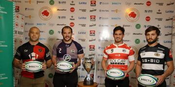 Facundo Russo (Córdoba Athletic), Agustín Acosta (Urú Curé Rugby), Ignacio Plans (Jockey Club Córdoba) y Cristian Nacassian (Tala); en la presentación de las semis\u002E