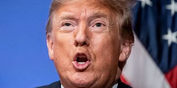 FILED - 04 December 2019, England, Watford: US President Donald Trump speaks during a meeting with German Chancellor Angela Merkel (Not Pictured), on the sidelines of the NATO leaders summit\u002E US Democratic candidate Joe Biden has won enough electoral votes to be declared the winner of the US presidential election, beating President Donald Trump, the Associated Press news agency, CNN, ABC and other news networks are projecting\u002E Photo: Michael Kappeler/dpa