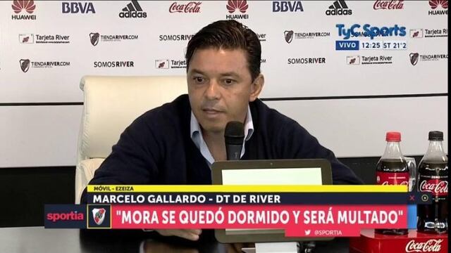 Marcelo Gallardo aseguru00f3 que Rodrigo Mora seru00e1 multado por su llegada tarde.