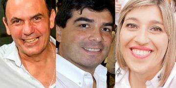Los candidatos a la intendencia de Río Primero: Guillermo Crucianelli, Raúl Gudiño Cosman y Cristina Cravero
