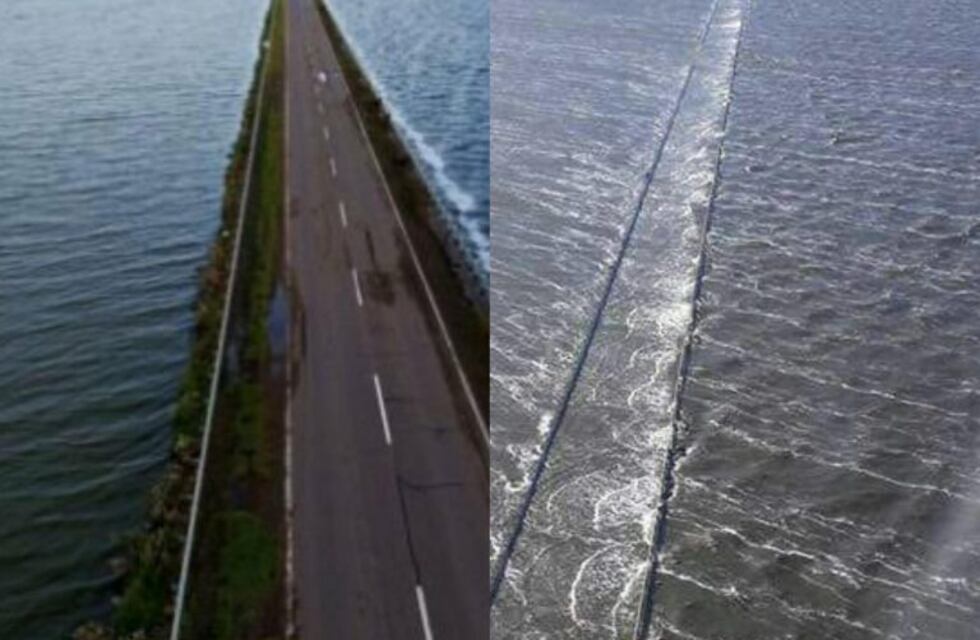 Antes y después: con solo semanas de diferencia, así dejó la Ruta 7 el agua La Picasa