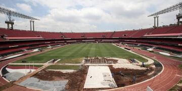 El estadio Morumbí en obras para el partido entre Sao Paulo y Talleres\u002E