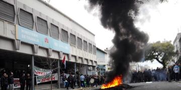 La protesta de UTA este lunes.