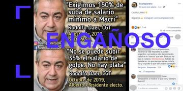 Es engañoso que el sindicalista Héctor Daer pasó de pedir 150% de suba en el salario mínimo a negarse ahora a un 35% de golpe