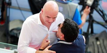 Diego Maradona y Gianni Infantino, juntos en Rusia\u002E