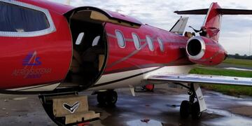 Explotó el botellón de oxígeno de un jet en San Fernando\u002E (Foto: Twitter/@diego_domi)