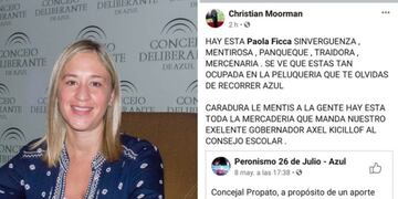 Acoso digital: denuncian a un militante de Todos Azul por hostigar a la concejal Paola Ficca