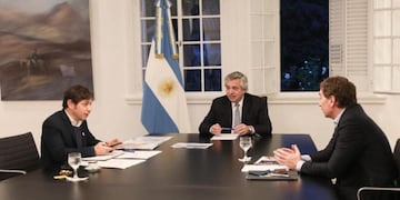 Reunión en Olivos entre Alberto Fernández, Axel Kicillof y Diego Santilli\u002E (Foto: Presidencia)