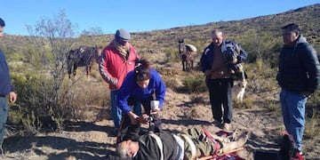 Operativo de rescate de un puestero en Malargüe.