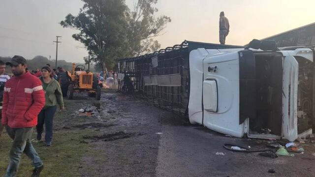 El vehículo quedó tumbado a la madrugada en el kilómetro 682 de la traza.