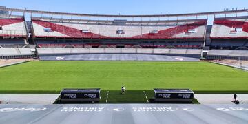Así luce, magistral, el nuevo césped del estadio de River Plate. / Gentileza.
